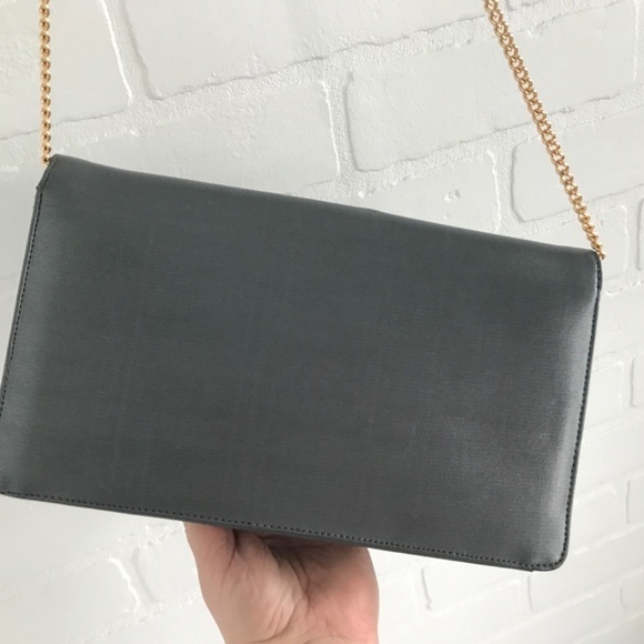 Vintage 80s Shoulder bag Clutch John Hort Letter shape Gray/Silver - Picture 7 of 7